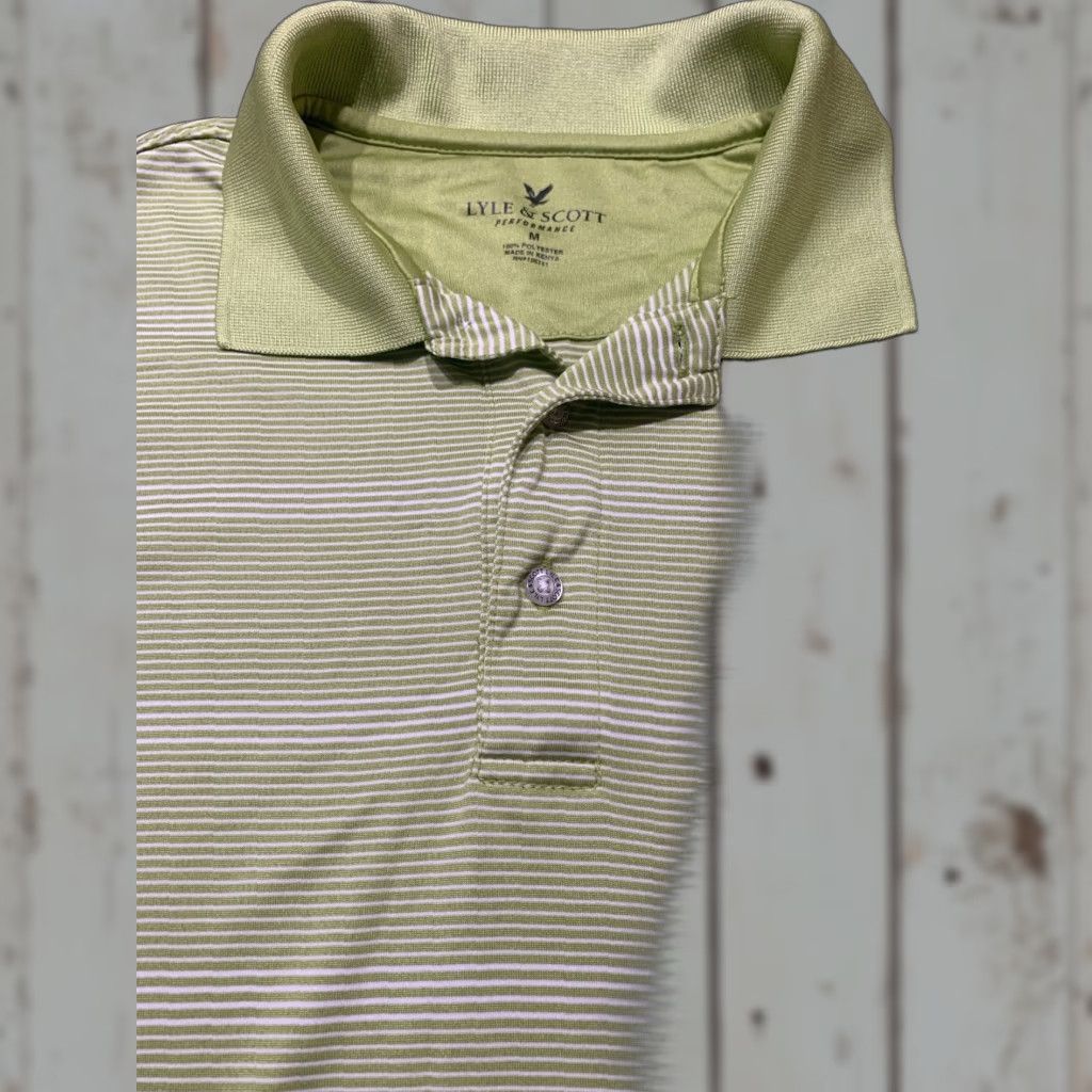Lyle & Scott LYLE & SCOTT Performance Polo Shirt Men's Medium Green Striped Short Sleeve Golf Size US M / EU 48-50 / 2 - 1 Thumbnail
