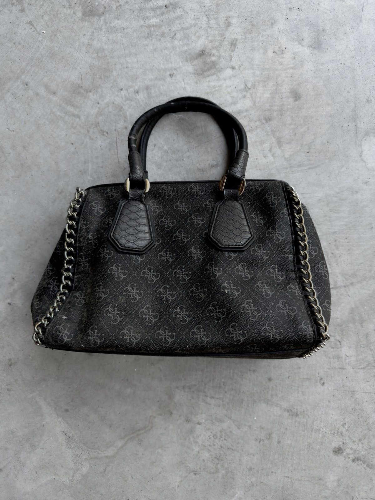 Guess VTG GUESS Logo Satchel with Chain-Trim and Charm Size ONE SIZE - 2 Thumbnail