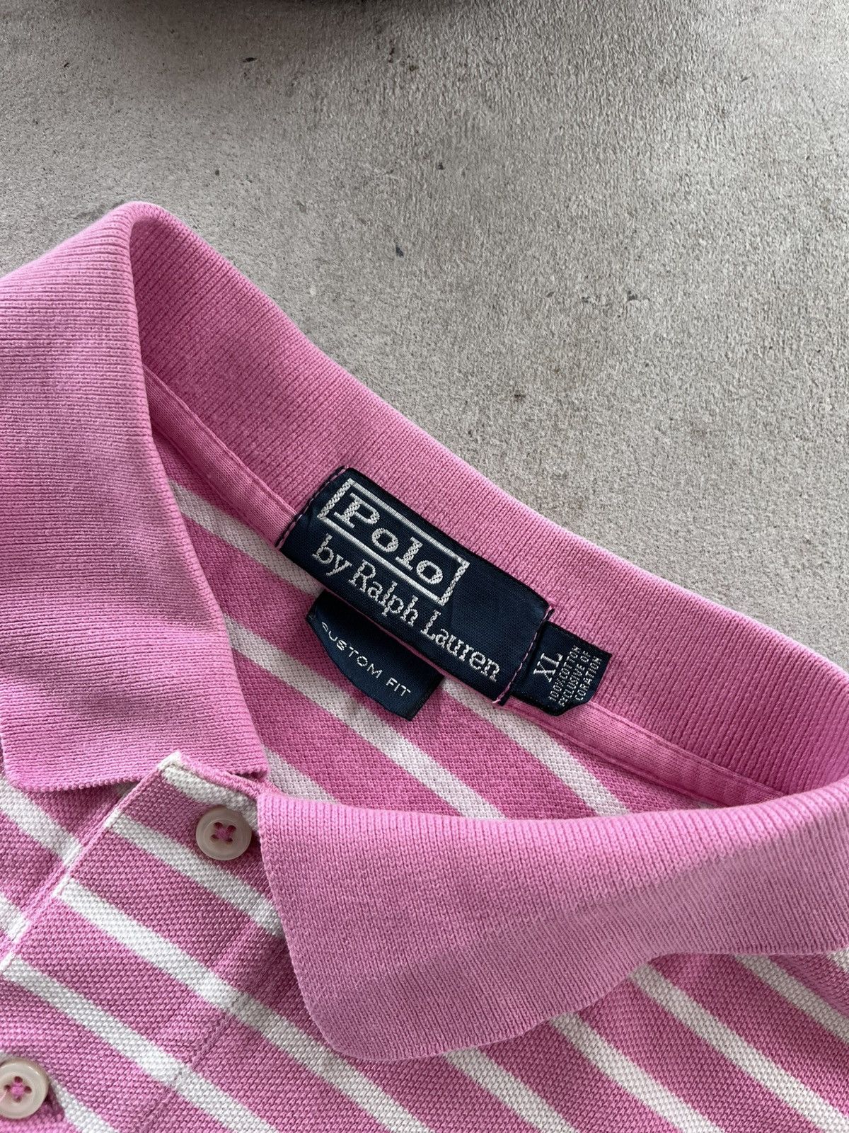 Polo Ralph Lauren Vintage Polo Ralph Lauren Pink White Striped Polo Shirt Y2K Size US XL / EU 56 / 4 - 12 Thumbnail