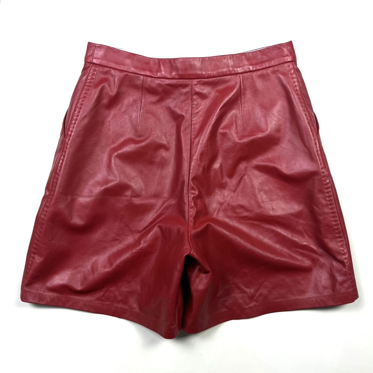 Max Mara RRP 695 $ Max Mara LACUNA Women's Leather Shorts Red Size 32" / US 10 / IT 46 - 2 Thumbnail