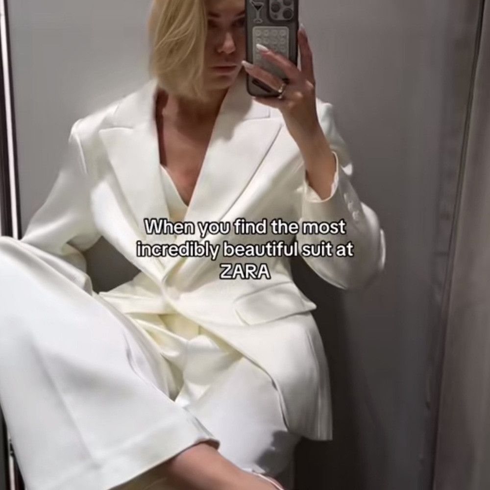 Zara ZARA OYSTER WHITE SATIN BLAZER Size M / US 6-8 / IT 42-44 - 7 Thumbnail
