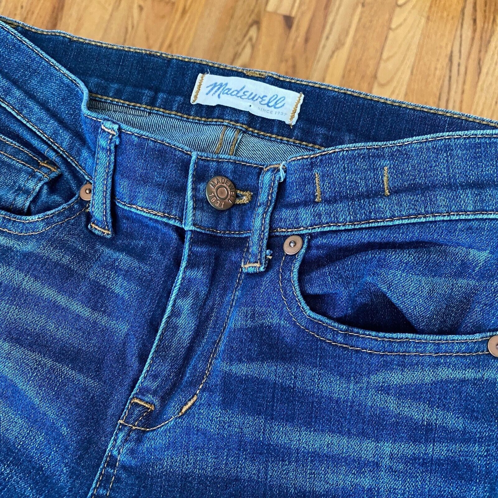 Madewell Madewell Midrise Skinny Medium Wash Whiskered Jeans 25 Size 25" / US 0 / IT 36 - 7 Thumbnail