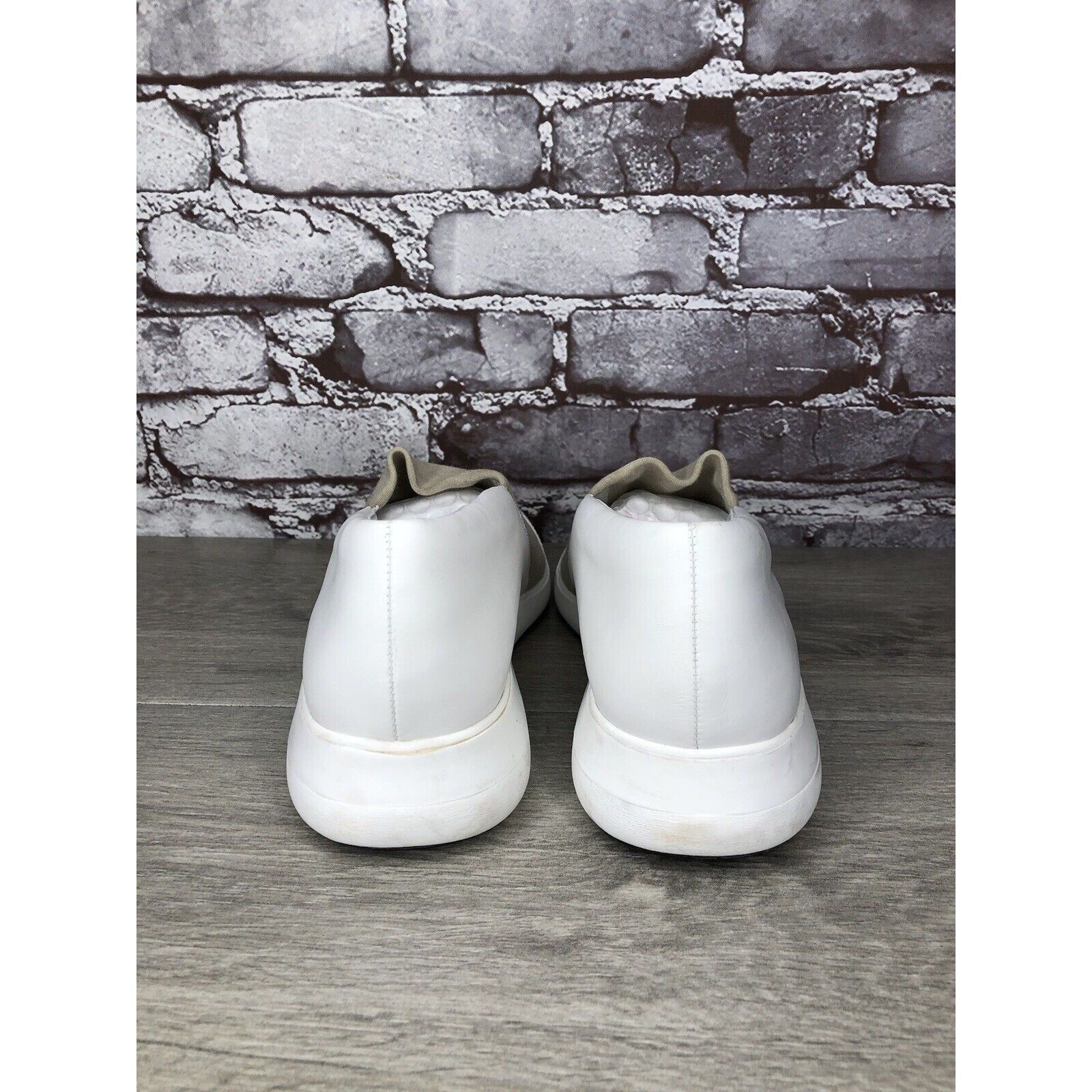 Other Via Spiga White Leather Beige Fabric Slip On Sneakers Women’ Size US 9.5 / IT 39.5 - 5 Thumbnail