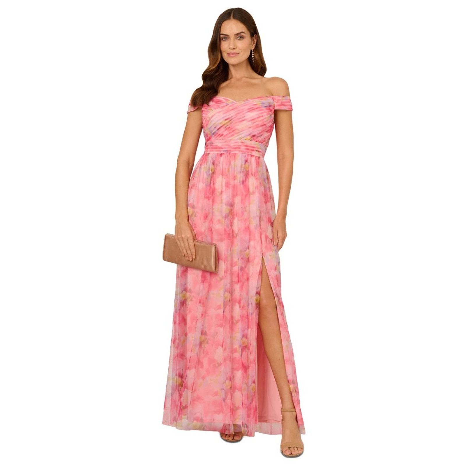 Adrianna Papell Adrianna Papell Floral-Print Off-The-Shoulder Gown Pink Size XXL / US 16-18 / IT 52-54 - 1 Thumbnail