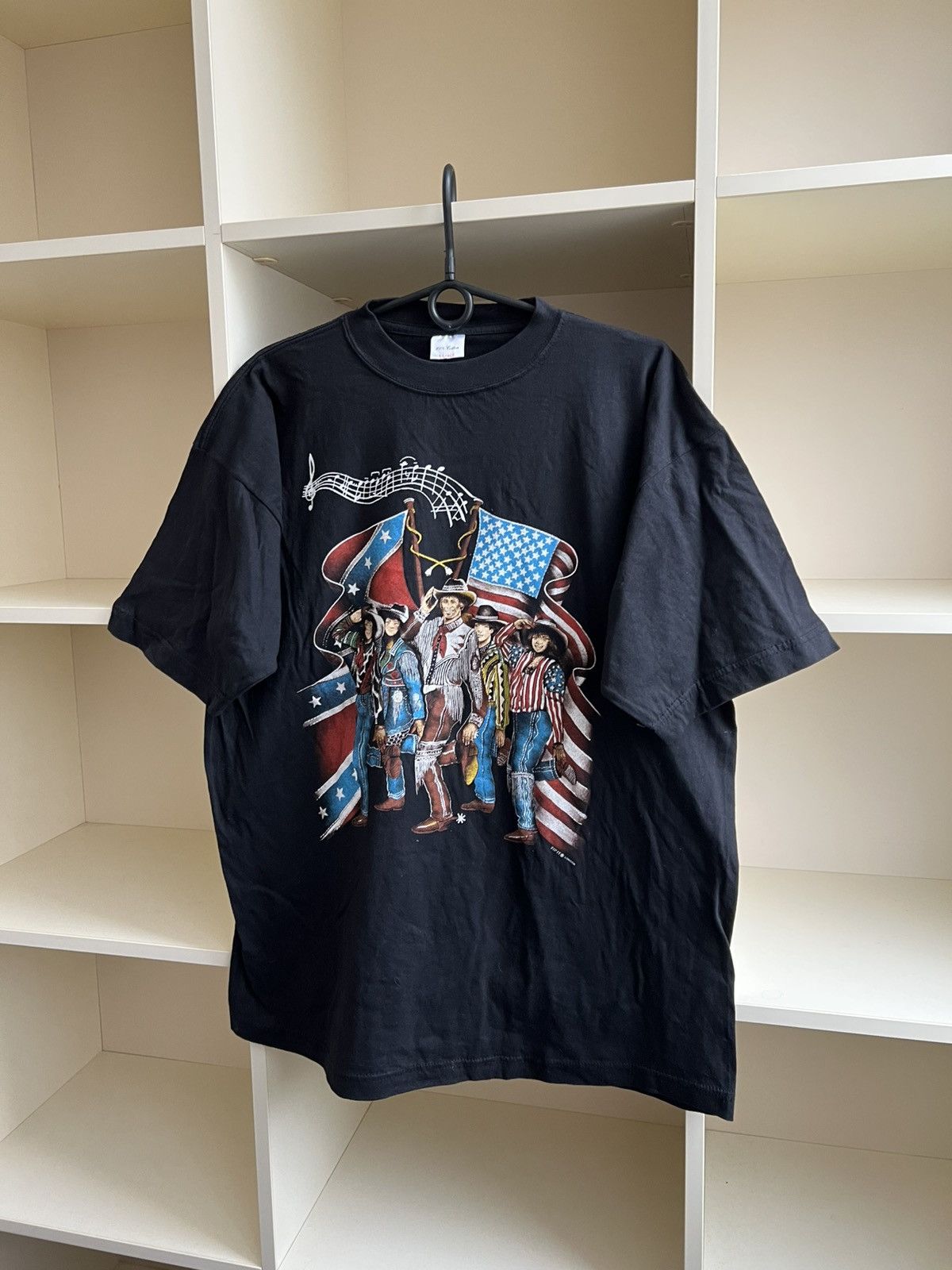 Vintage Vintage 90s Cowboy Rodeo T-Shirt Black American Flag Graphic Size US XL / EU 56 / 4 - 2 Thumbnail