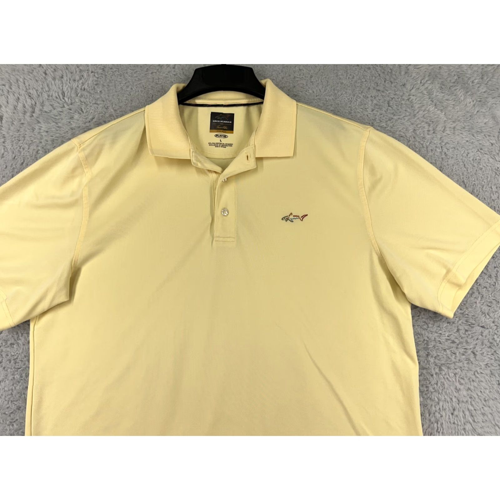 Vintage Greg Norman Polo Shirt Mens Large Yellow Golf Polyester Blend Five Iron Play Dry Shirt Size US L / EU 52-54 / 3 - 4 Thumbnail