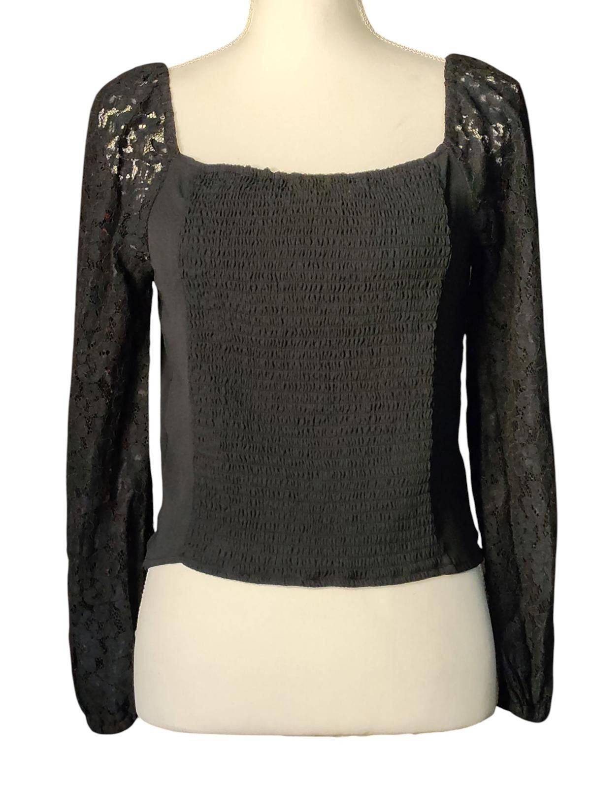 Abercrombie & Fitch Abercrombie & Fitch Women's Smocked Lace-Sleeve Top Size L / US 10 / IT 46 - 3 Thumbnail