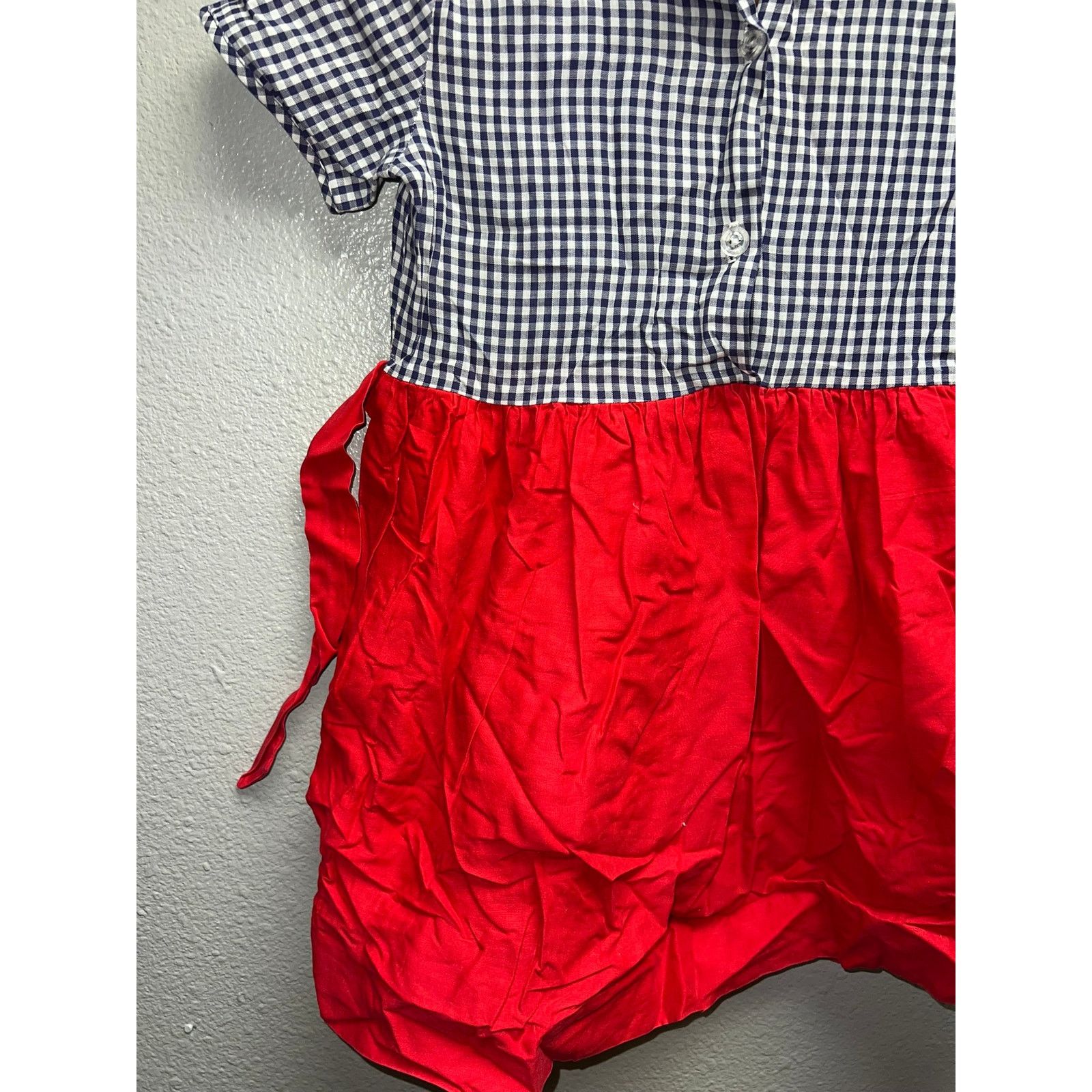 Vintage Girls Vintage Dress Checker Blue Red Two Tone Youth 60s 70s Size S / US 4 / IT 40 - 3 Thumbnail
