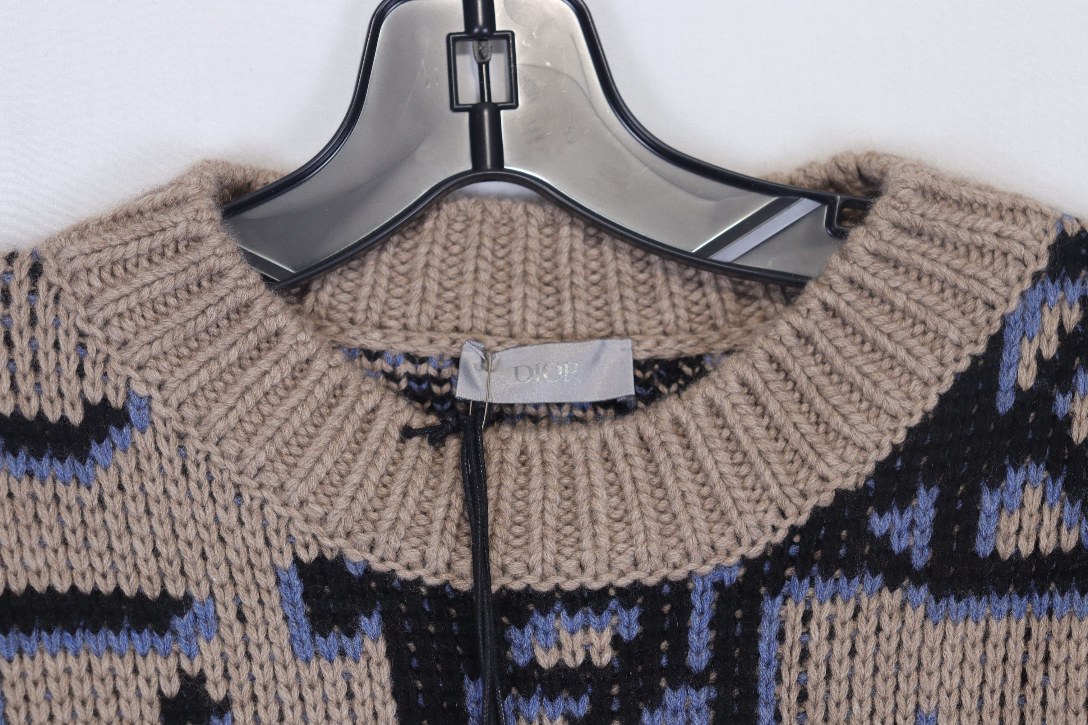 Dior o1rshd1 Check This Jack Jacquard Logo Knit Vest in Beige Size US M / EU 48-50 / 2 - 5 Thumbnail