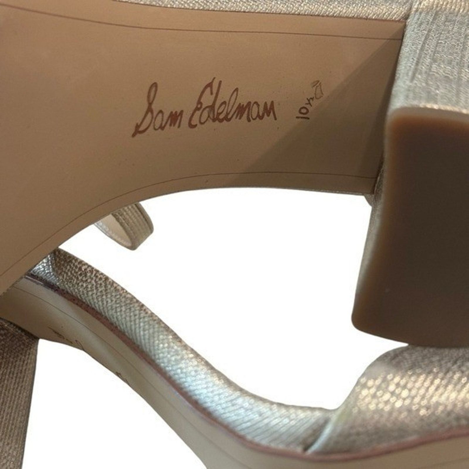 Sam Edelman Sam Edelman Gold Glitter Block Ankle Strap Heels Size 10.5M Size US 10.5 / IT 40.5 - 15 Thumbnail
