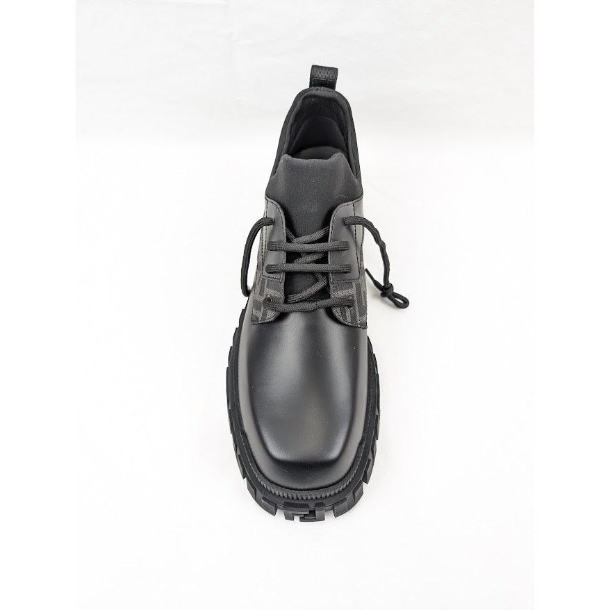 Fendi o1rshd1 Men's Lace Up Fabric Calf Leather Boots Shoe in Nero Size US 11 / EU 44 - 8 Thumbnail