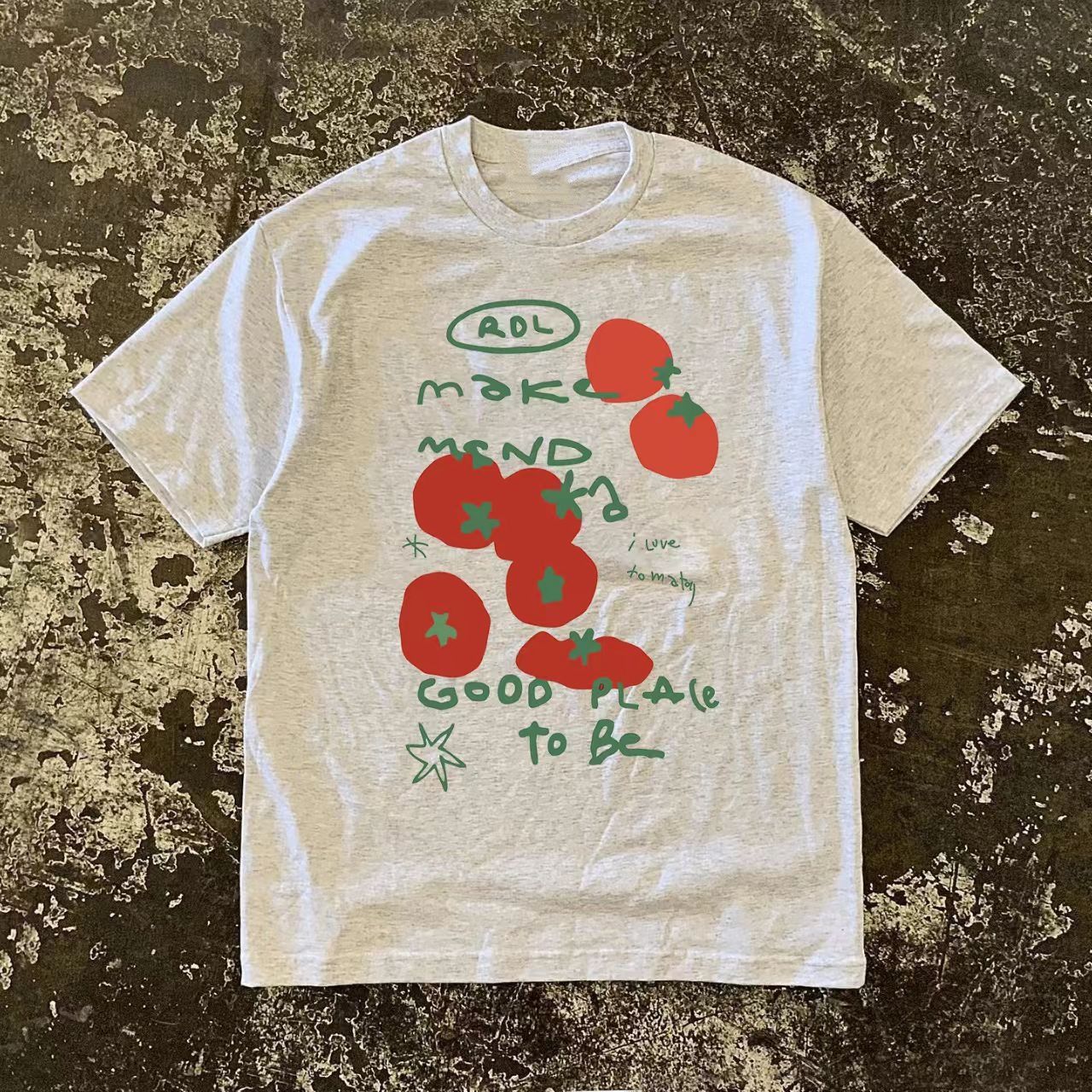Japanese Brand Grey casual retro tomato print t-shirt Size US M / EU 48-50 / 2 - 1 Thumbnail