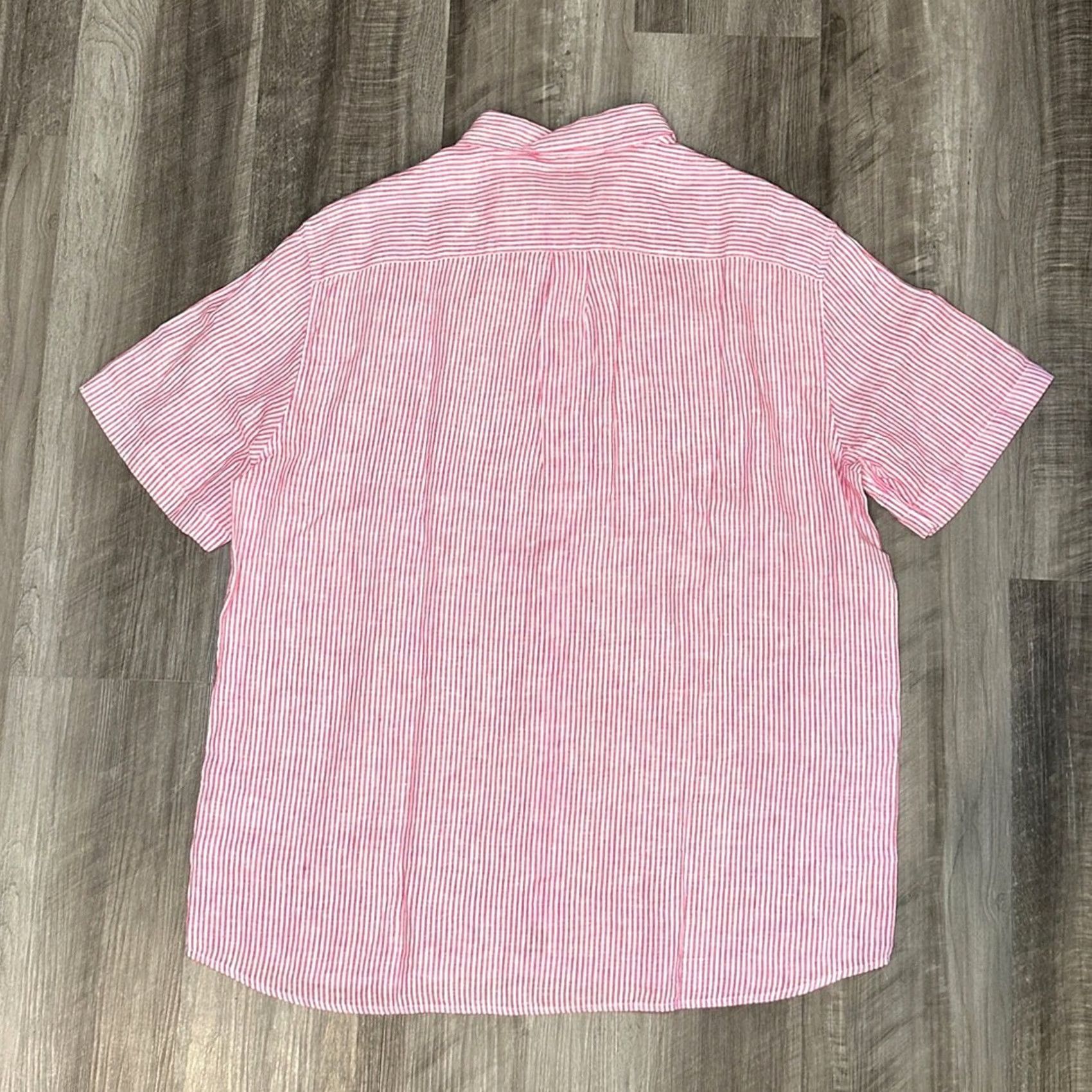 Vineyard Vines Vineyard Vines Linen Striped Lipstick Short Sleeve Button Down - Large Mens Shirt Pink Linen 100% Lipstick Striped S/S Jacket? Size US 33 - 3 Thumbnail
