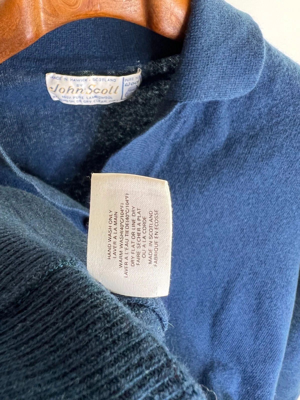Other Hawick by John Scott Pure Lambswool Blue Long Sleeve Polo Size US M / EU 48-50 / 2 - 11 Thumbnail