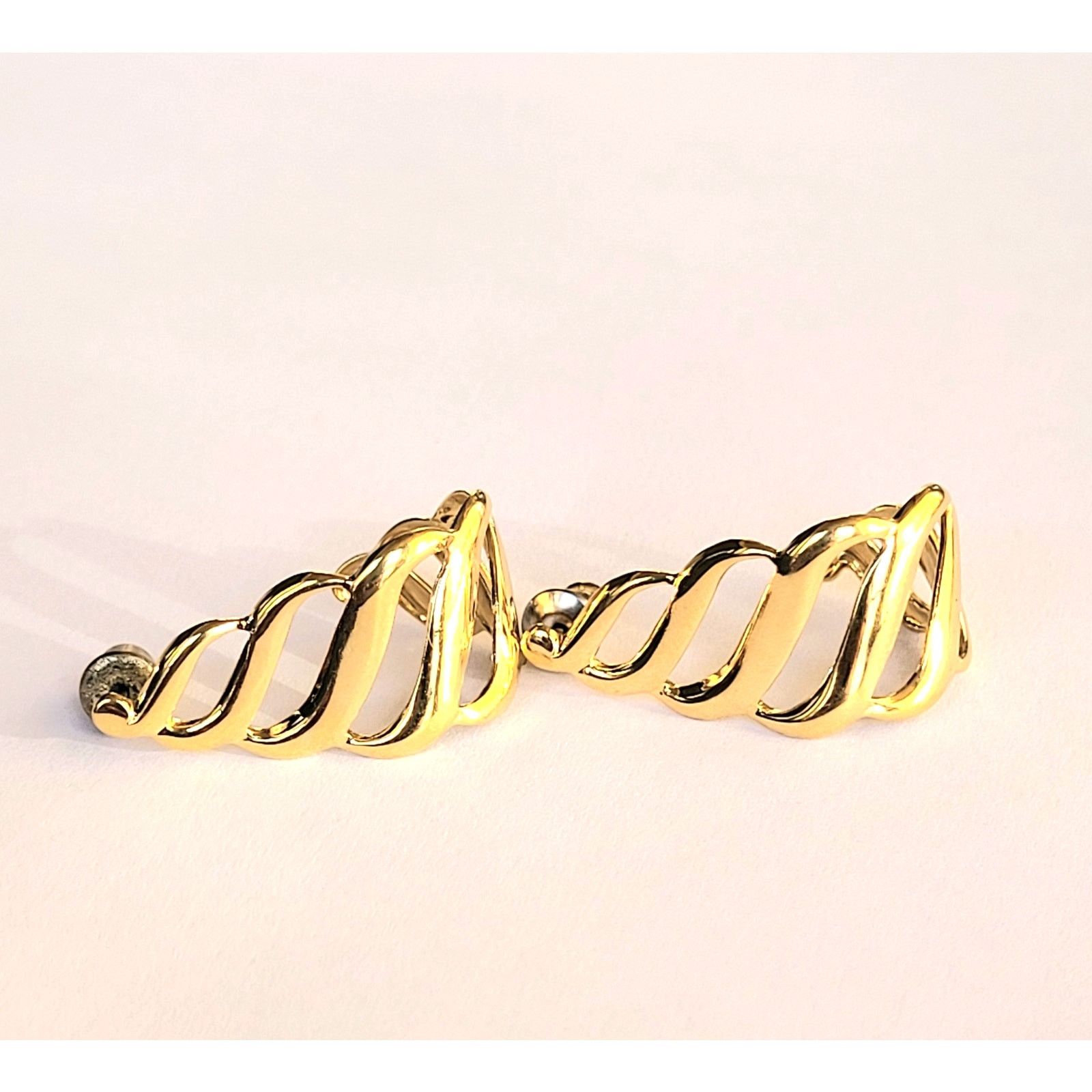 Monet 2 Pairs VTG Monet Gold Earrings Pierced Signed Size ONE SIZE - 1 Thumbnail