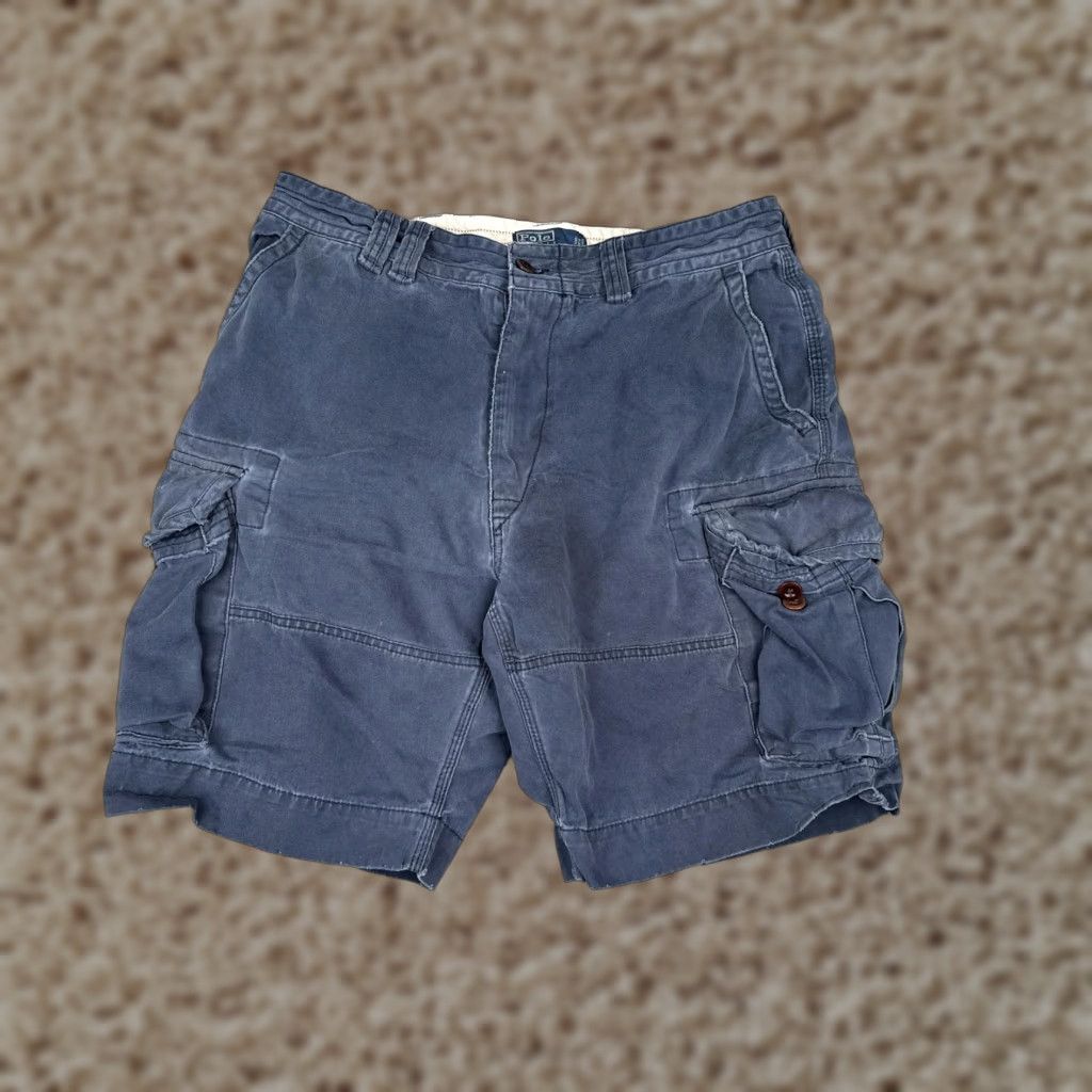Polo Ralph Lauren Shorts Men 35x10 Blue Cargo Utility Pockets 100% Cotton Casual