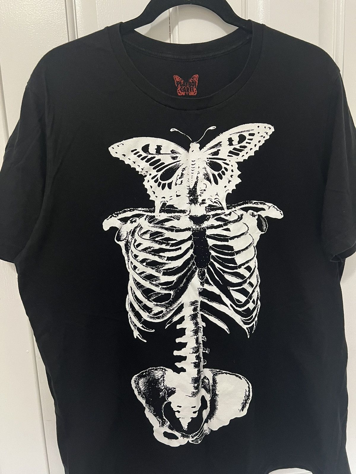 image of Playboi Carti 2017 Tour Shirt Butterfly Skeleton in Black, Men's (Size XL)