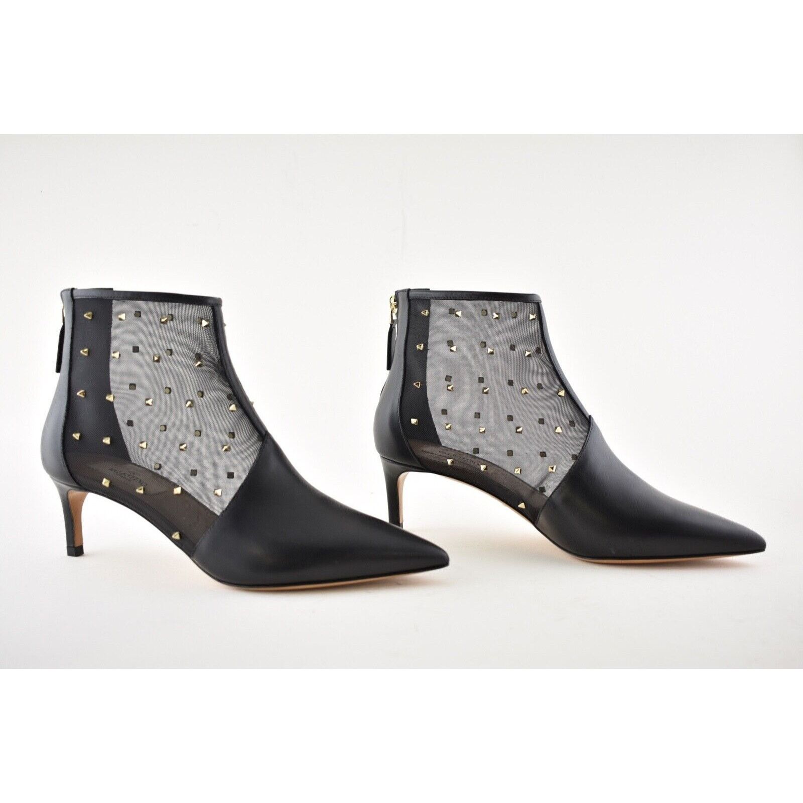 Valentino Valentino Rockstud Shining Mesh Black Leather Stud Kitten Size US 6.5 / IT 36.5 - 4 Thumbnail
