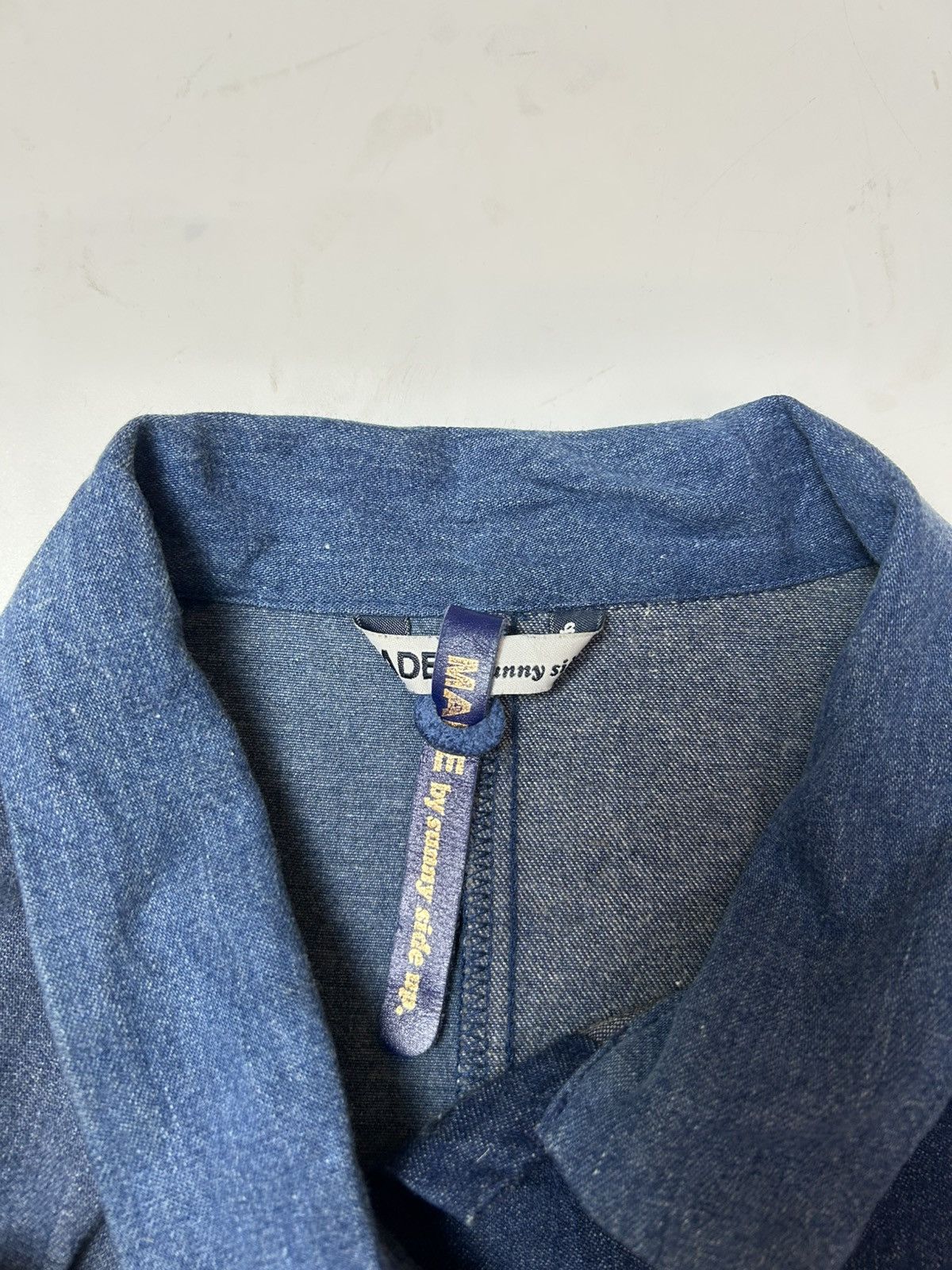 Japanese Brand SUNNY SIDE UP DENIM JACKET UNIQUE BUTTON DESIGN USED Size ONE SIZE - 6 Thumbnail