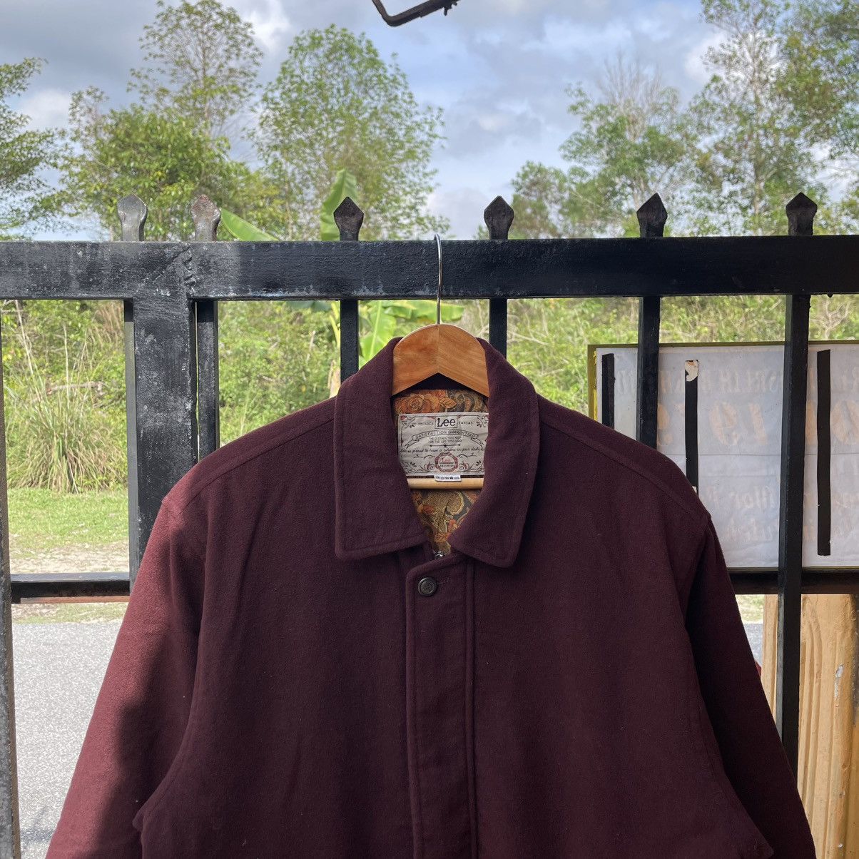 Lee 🔥Vintage Lee Small Logo Full Zipper Wool Maroon Jacket Size US M / EU 48-50 / 2 - 4 Thumbnail