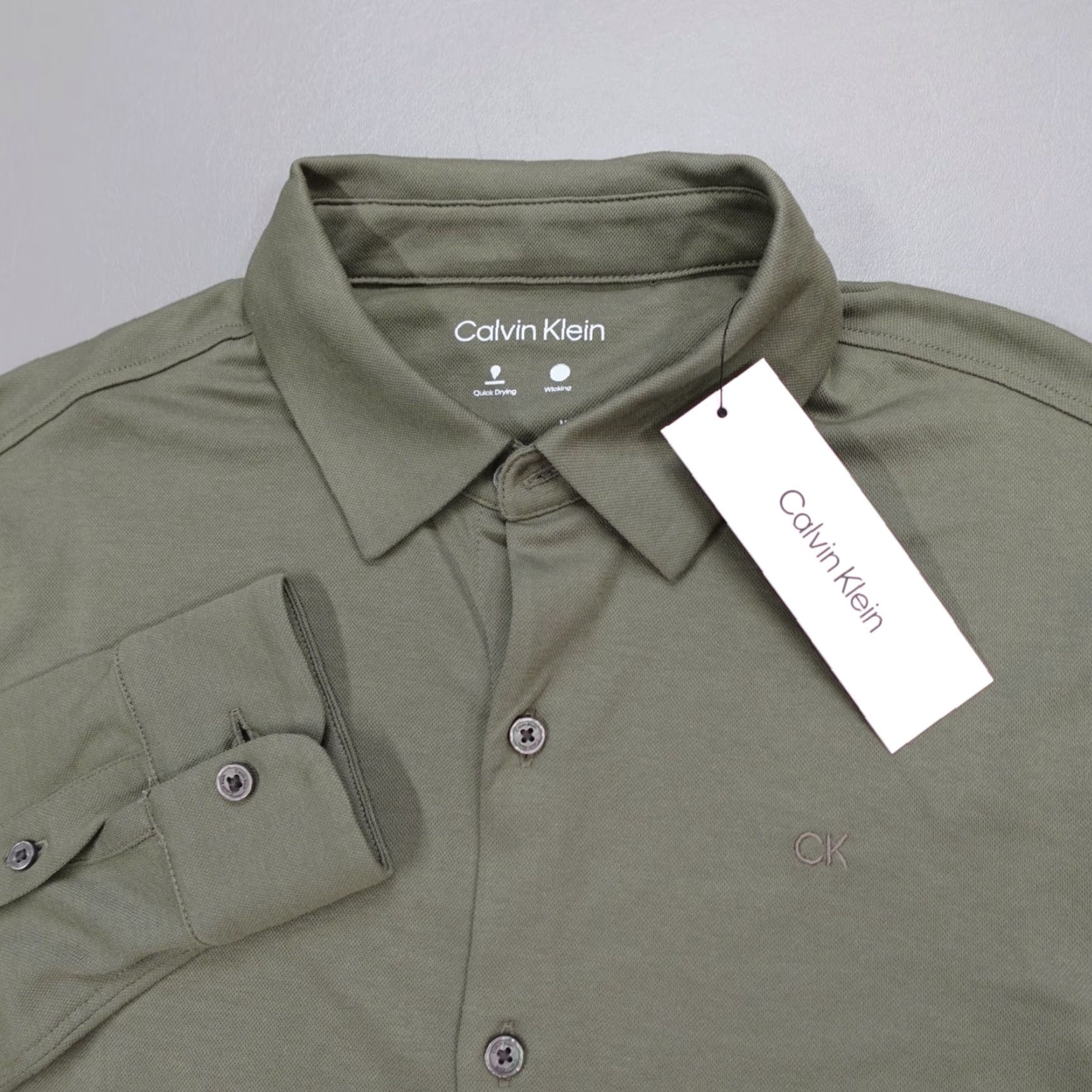 Calvin Klein Calvin Klein Button-Up Shirt Dusty Olive L/S Quick Dry Wicking Size S Men Green Casual Workwear Shirt Size US S / EU 44-46 / 1 - 2 Thumbnail