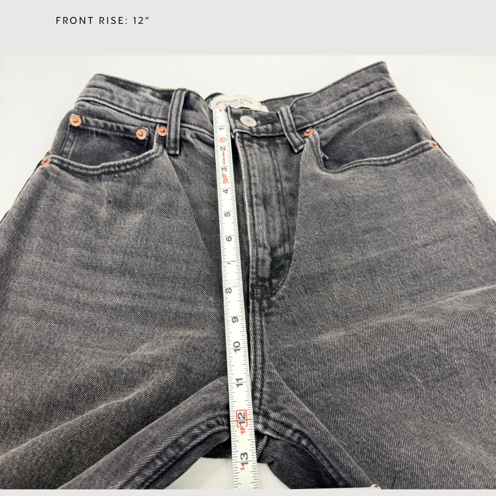 Abercrombie & Fitch Abercrombie 90s Straight Jeans High Rise Black Wash 26 Size 26" / US 2 / IT 38 - 6 Thumbnail