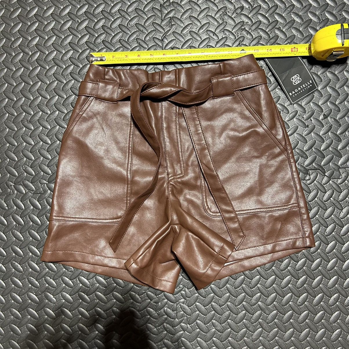 Other Bagatelle Collection Paperbag Shorts Pleather Belted XS NEW Size 25" / US 0 / IT 36 - 5 Thumbnail