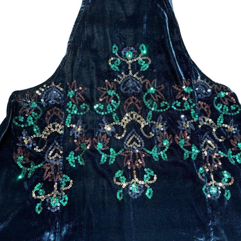 Free People Free People Jill's Navy Blue Velvet Sequin Swing Dress Tuni Size S / US 4 / IT 40 - 6 Thumbnail