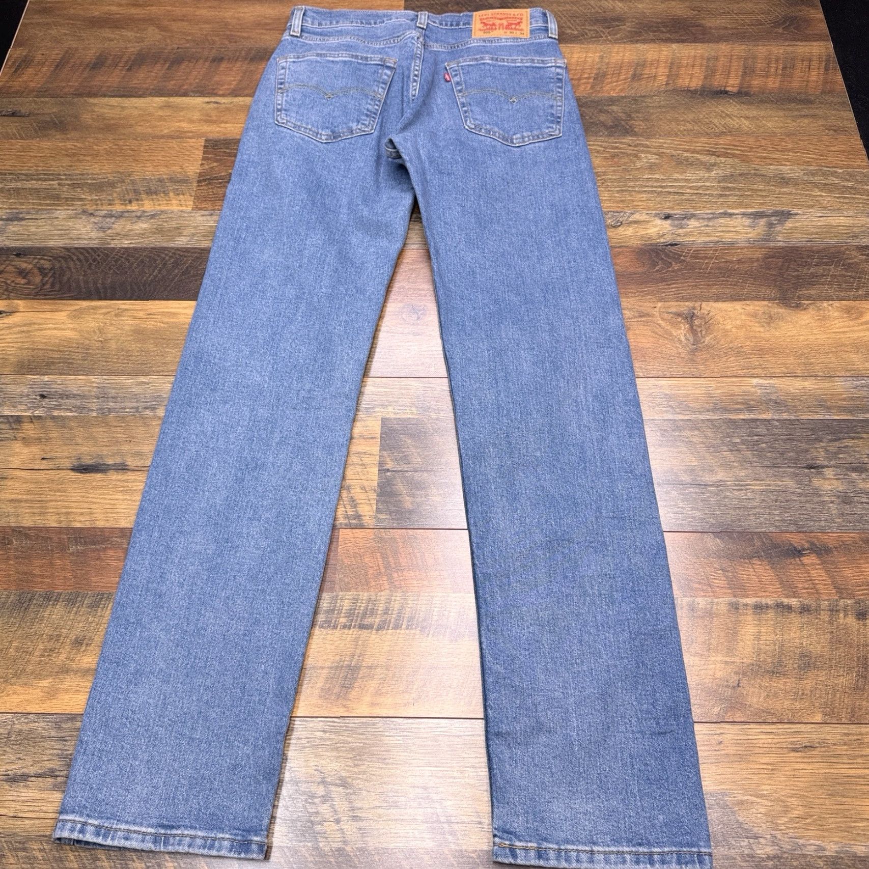 Levi's Levis 505 Jeans Mens 30x34 Straight Leg Mid Rise Stretch New Denim Blue 5-Pocket Regular Belt Loops Cotton Blend Levi's Jeans Mens Size US 30 / EU 46 - 3 Thumbnail