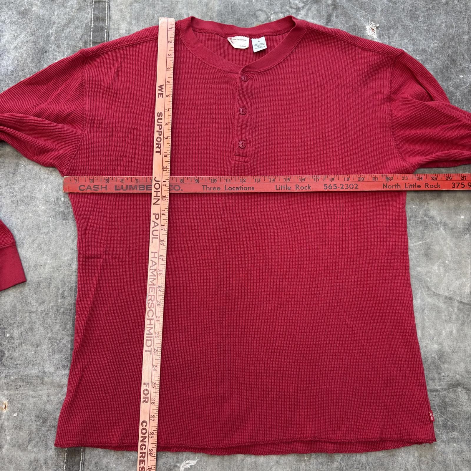 Levi's Vintage Y2K Baggy Red Levi’s Grunge Thermal Henley Shirt Size US L / EU 52-54 / 3 - 4 Thumbnail