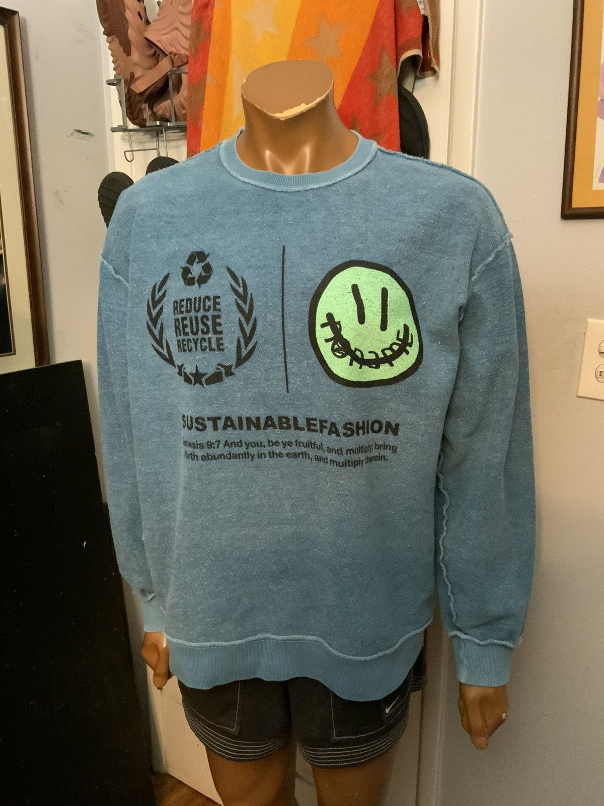 Other Neoity Recycle Sustainable Knit Woven Smiley Face Sweatshirt Size US XL / EU 56 / 4 - 10 Thumbnail