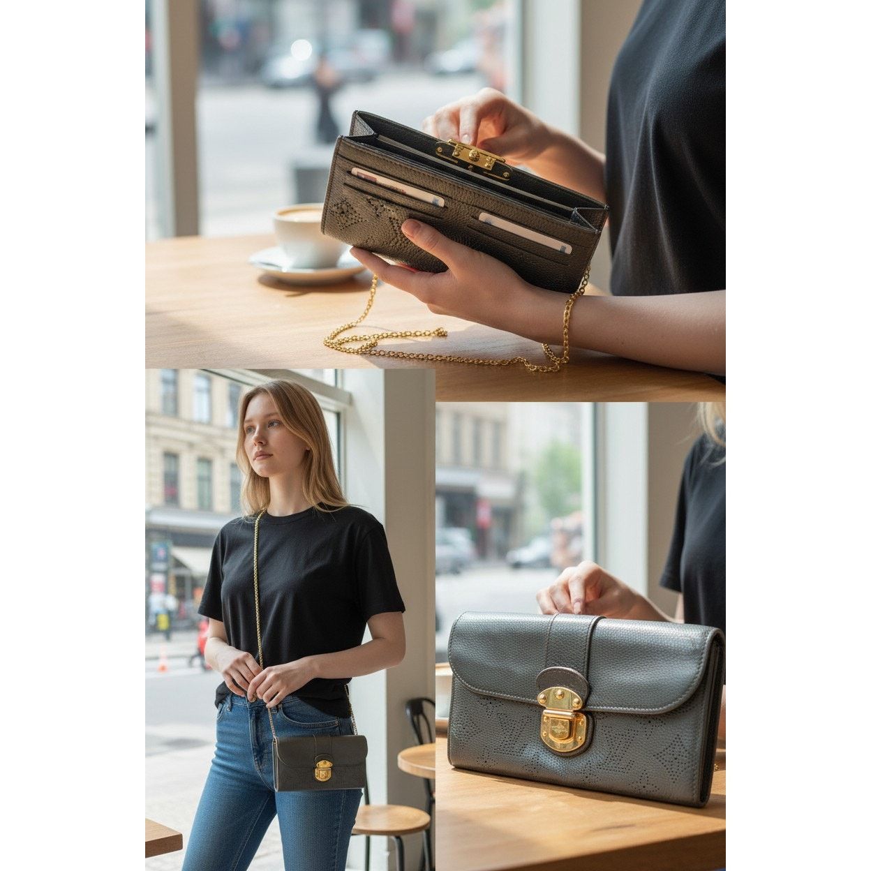 Louis Vuitton Louis Vuitton Mahina Amelia Black Gold Hardware Long Wallet Size ONE SIZE - 2 Thumbnail