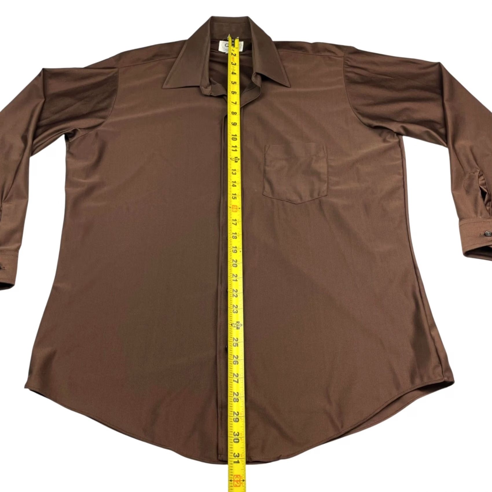 Vintage VINTAGE Qiana Dress Shirt Men’s Brown 100% Nylon Tailored Knit USA 16 Size 42R - 4 Thumbnail