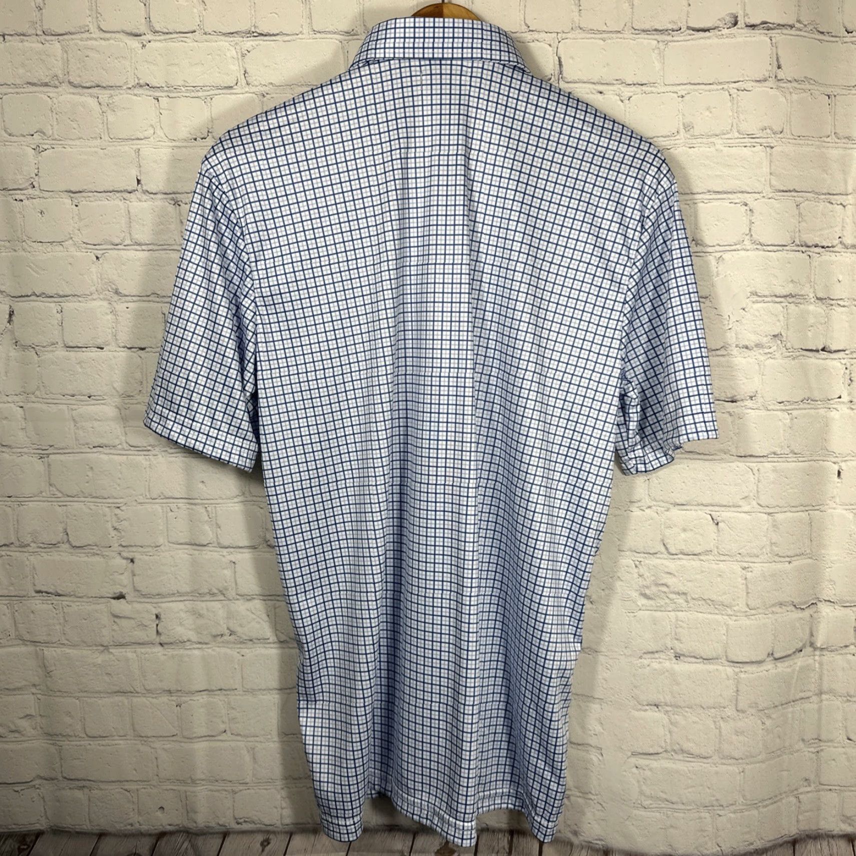 Vintage Collars and Co Dress Polo Shirt Medium Relaxed Blue Tattersall NWT Size 40R - 5 Thumbnail