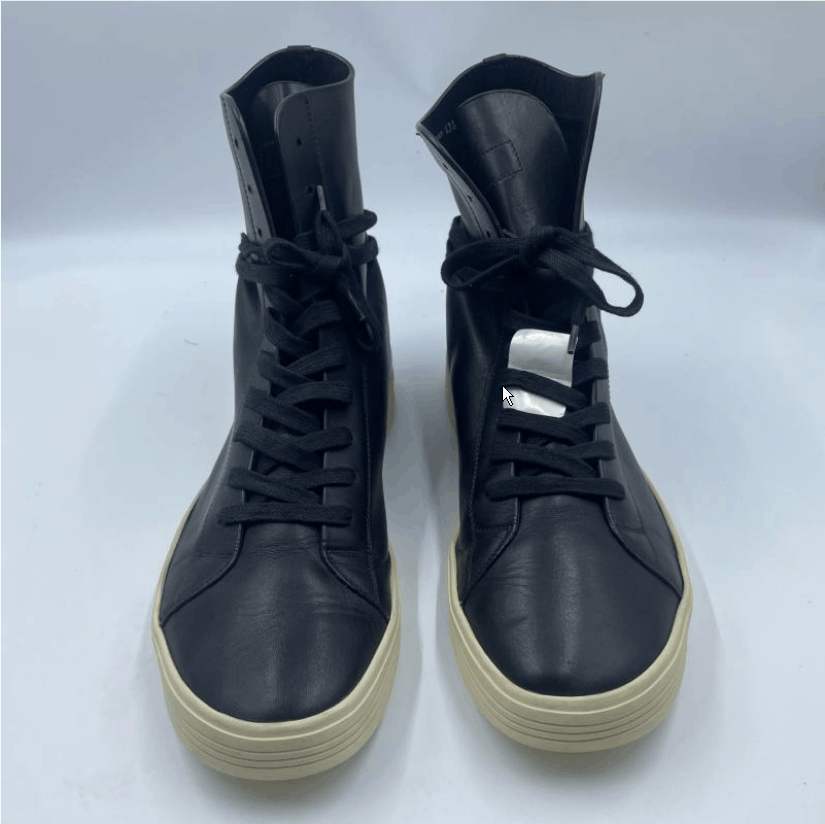 Rick Owens Rick Owens Black Leather High Top Sneakers Men's 42.5 Size US 9.5 / EU 42-43 - 2 Thumbnail