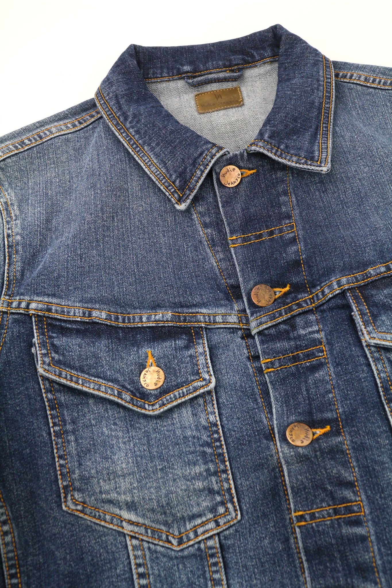 Nudie Jeans PERRY EXCELLENT BLUE XS Denim Washed Stretch Jacket 80807 Size US XS / EU 42 / 0 - 6 Thumbnail