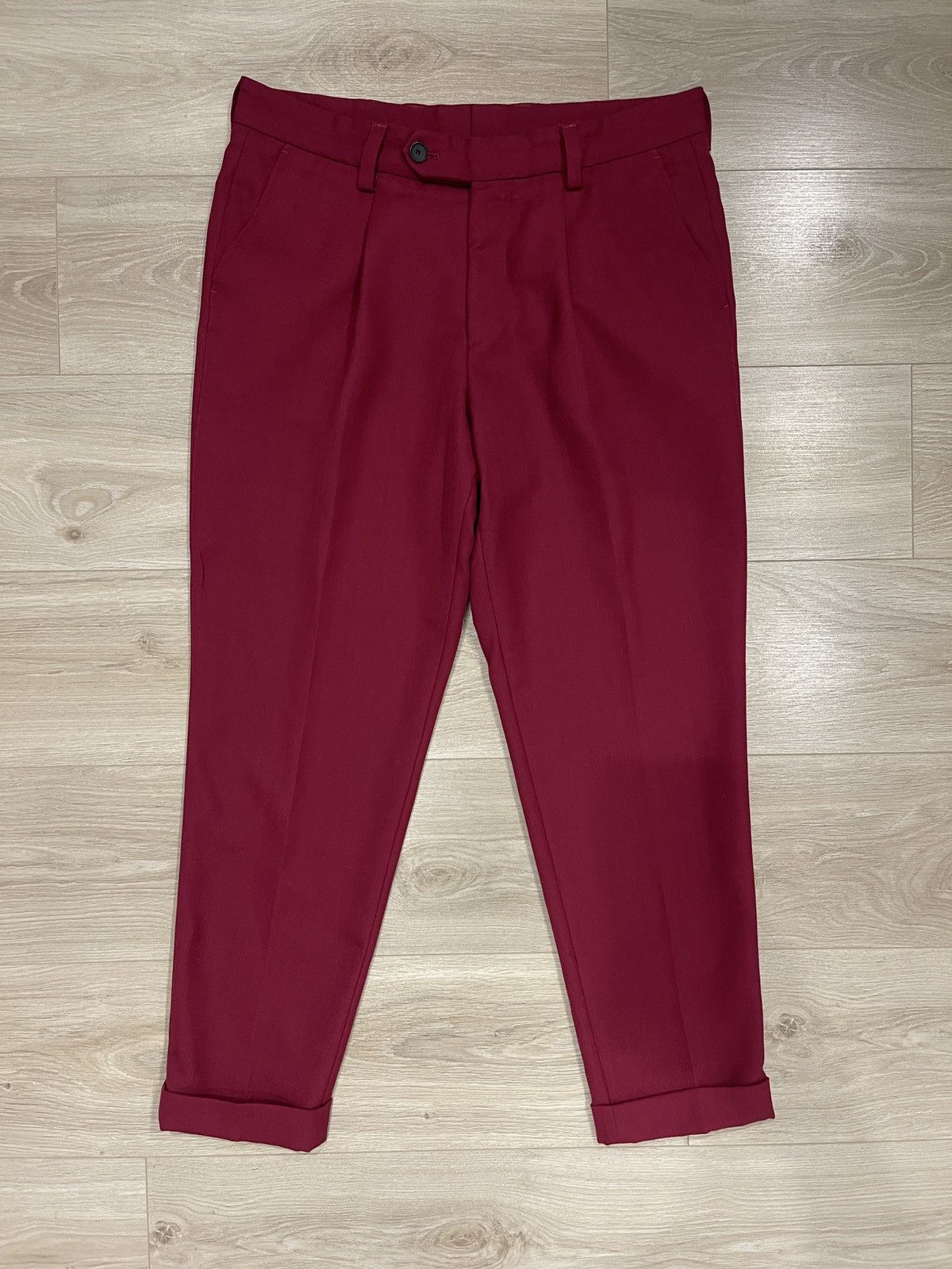 Hugo Boss HUGO BOSS Porte Fashion Fit Trousers Pants Burgundy Wool Size US 36 / EU 52 - 11 Thumbnail