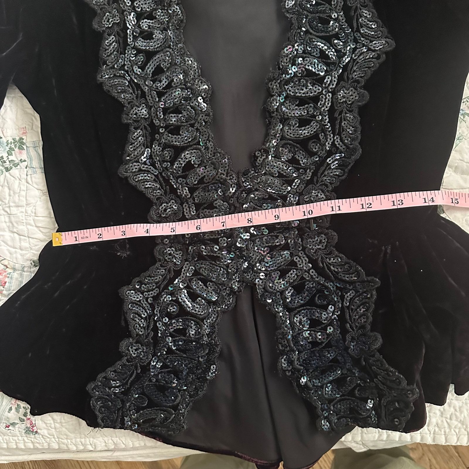 Vintage VINTAGE VELVET SEQUIN TRIM FITTED JACKET OR TOP EDWARDIAN Size S / US 4 / IT 40 - 9 Thumbnail