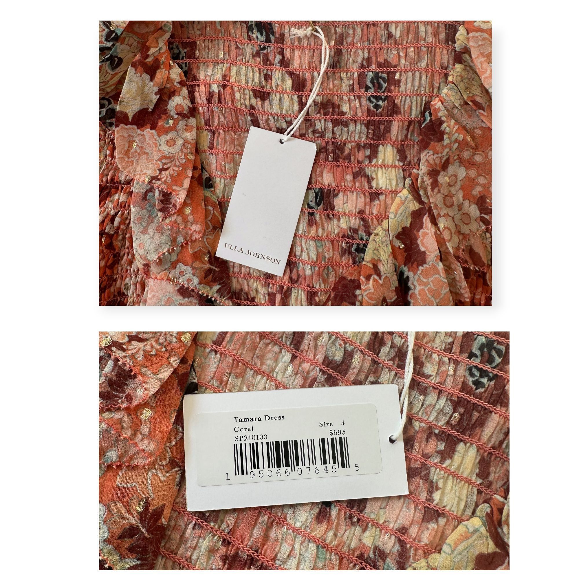 Ulla Johnson ULLA JOHNSON Silk Tamara Dress In Coral, Size 4, Nwt Size S / US 4 / IT 40 - 4 Thumbnail
