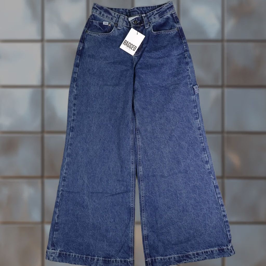 Vintage Ragged Jeans Womens Blue High Rise Wide Leg Skater Jeans 26 Organic Denim NWT Size 26" / US 2 / IT 38 - 1 Thumbnail