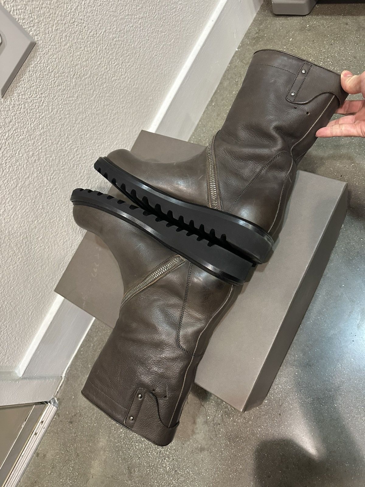 Rick Owens FW13 Plinth Spiral Calfskin Leather Creeper Boots 41 Size US 9 / EU 42 - 7 Thumbnail