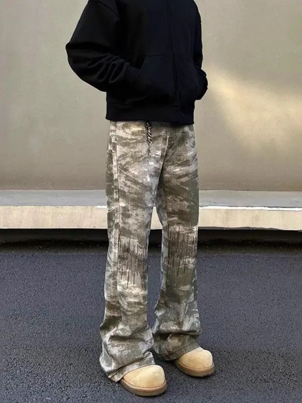 Japanese Brand VIBE Camo Stacked Flare Wide Leg Pants Size US 30 / EU 46 - 8 Thumbnail