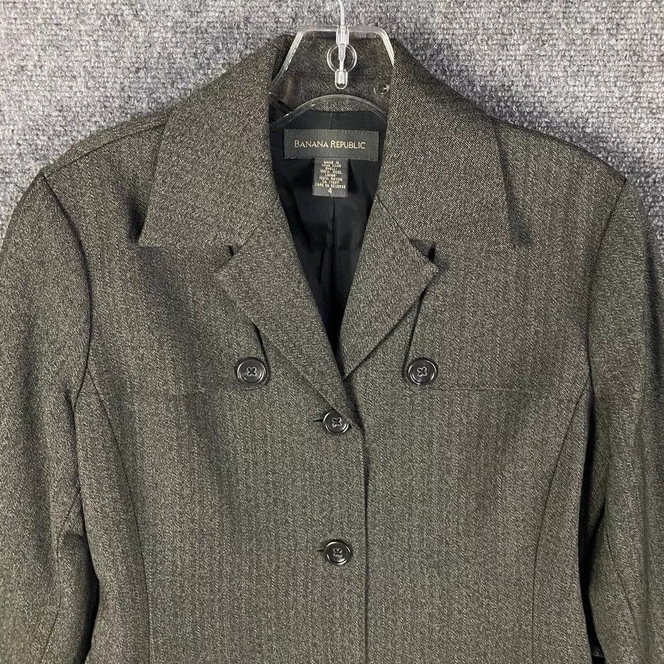 Banana Republic Banana Republic Blazer Women's Size 4 Gray 100% Wool Adults Size S / US 4 / IT 40 - 2 Thumbnail