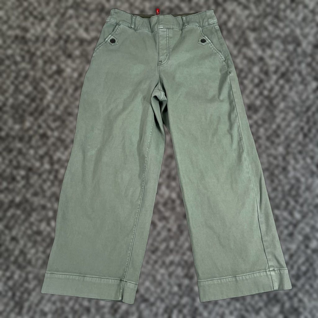 Spanx Spanx Pants Womens Medium Stretch Twill Pull On Cropped Green Wide-Leg 20312Q Size 32" / US 10 / IT 46 - 1 Thumbnail