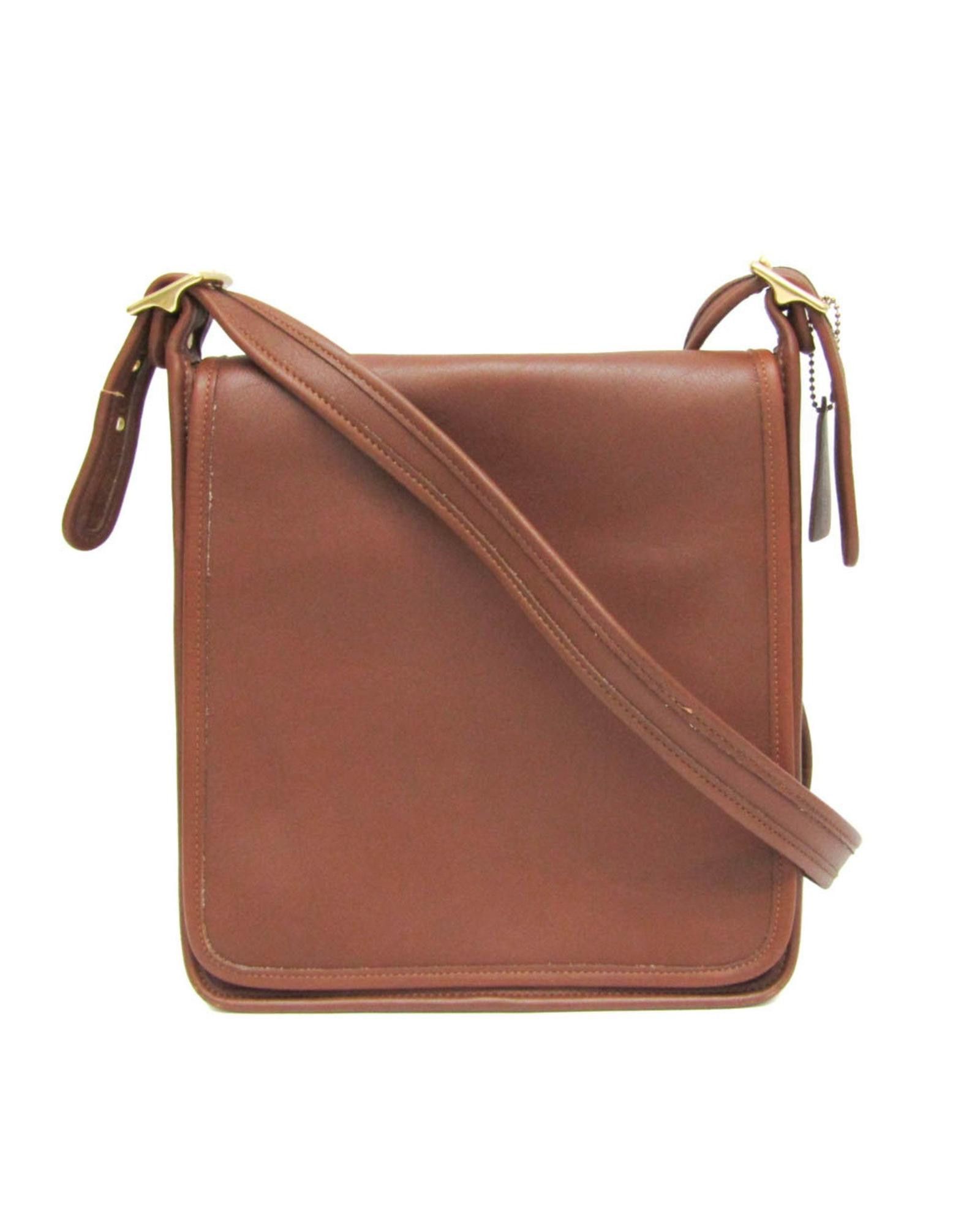 image of Brown Leather Shoulder Bag By Old Coach, Women's