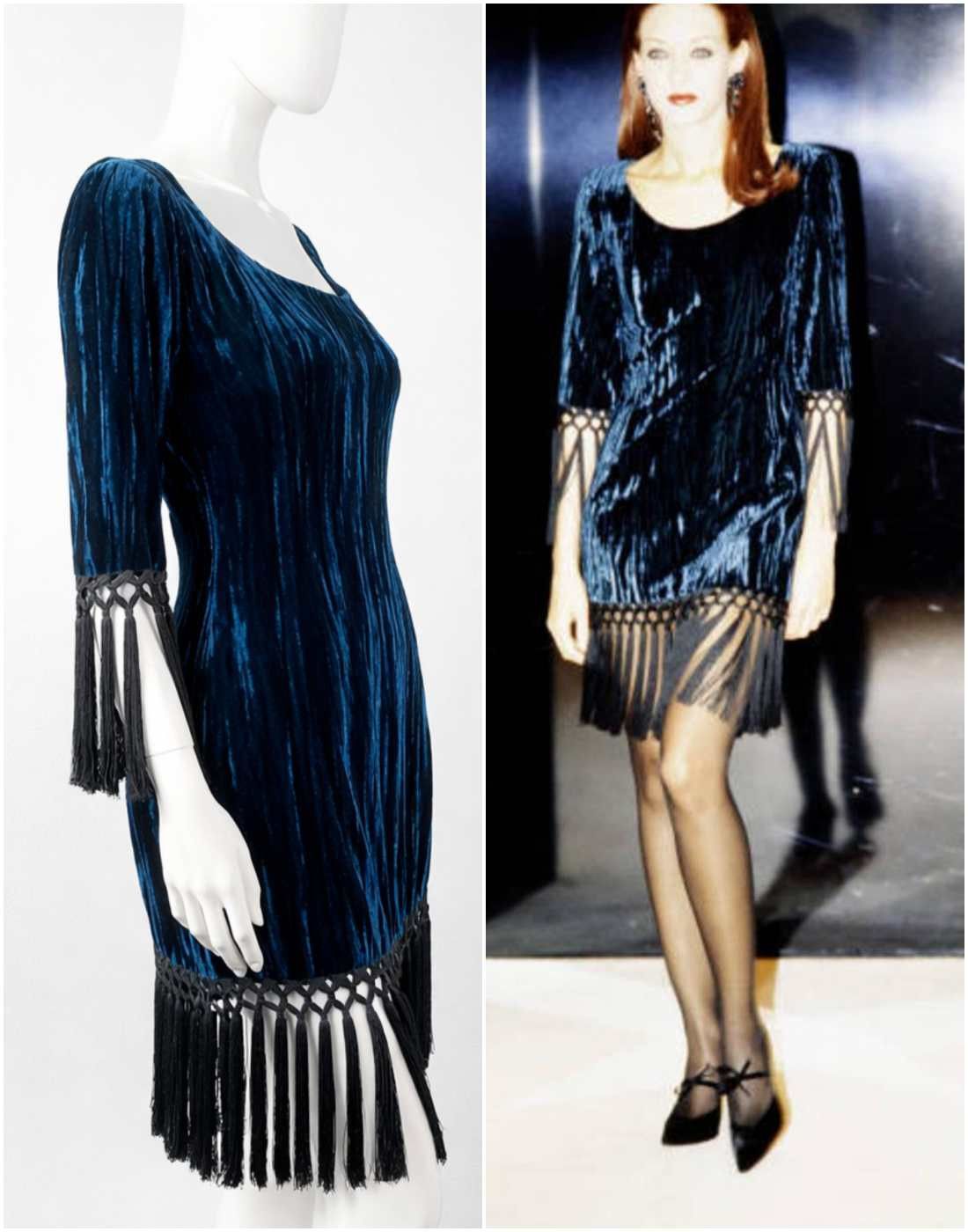 Yves Saint Laurent 1998 Runway Yves Saint Laurent Rive Gauche Finge Dress Size M / US 6-8 / IT 42-44 - 1 Thumbnail