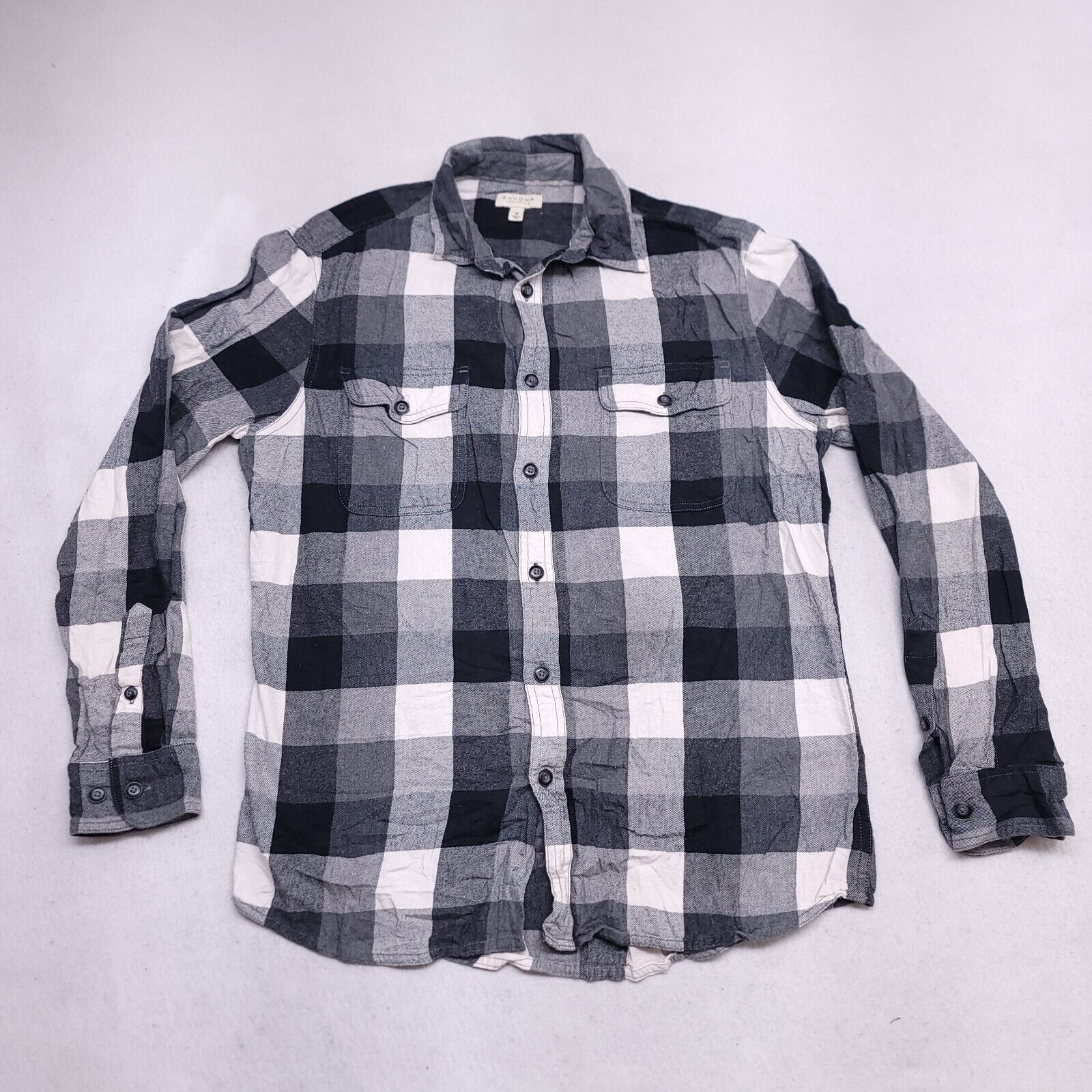 Sonoma Sonoma Gingham Flannel Shirt Mens Size M Gray Black White Size US M / EU 48-50 / 2 - 2 Thumbnail