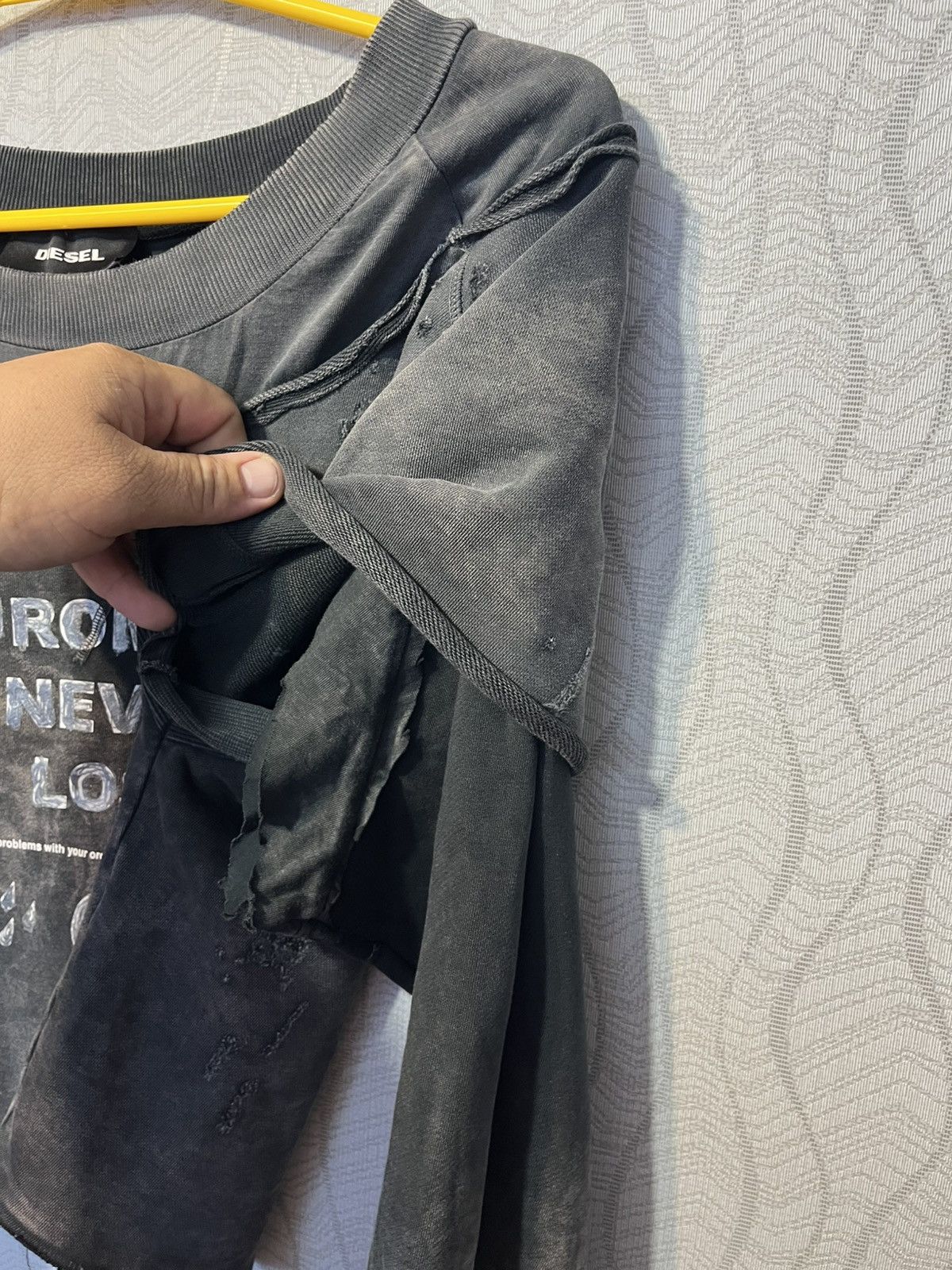 Diesel Diesel F Strat Distressed Cropped Avant Garde Sweatshirt Size S / US 4 / IT 40 - 8 Thumbnail