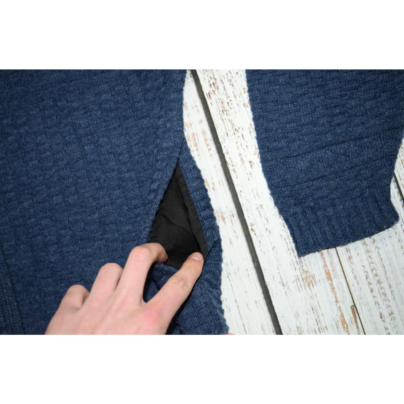 Vintage COMFORT KNITS Men's Full Zip Sweater, Fisherman Knit, Plaid, Blue, 2XL, USA, Casual, All Seasons Size US XXL / EU 58 / 5 - 5 Thumbnail
