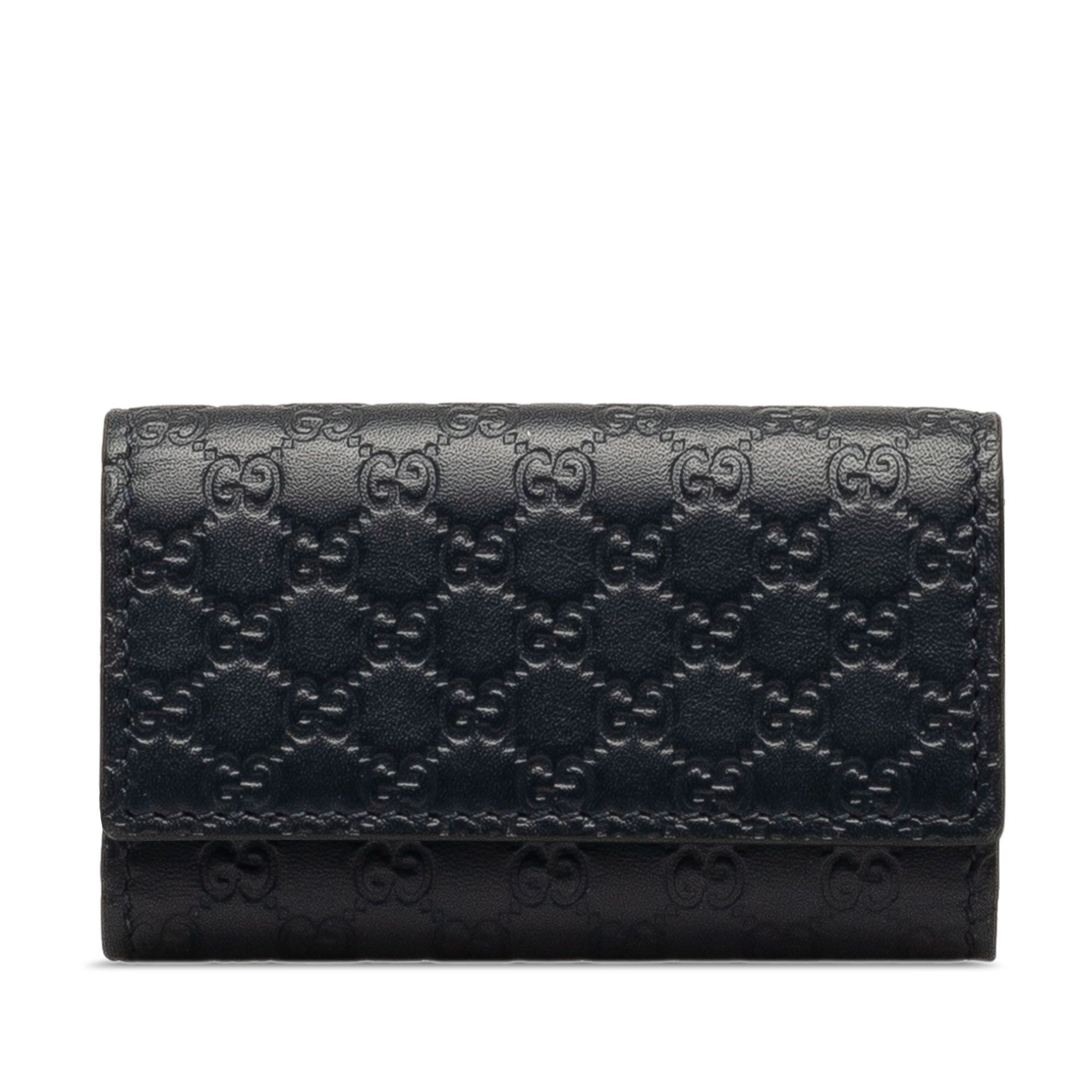 image of Gucci Guccissima Key Holder in Black, Women's